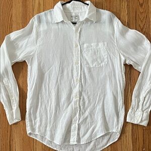 Abercrombie & Fitch linen White Button-Down Shirt